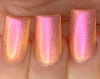 NEW- Sunshine Glow - Pink Orange Yellow "Glow Pop Pt. 9 Collection" MultiColor Shifting: Mylar Oil Slick/ Polish Me Silly Indie Nail Polish