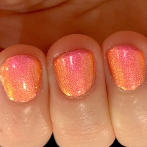 Feeling The Glow - Pink Red Orange Yellow shimmer"Glow Pop Nail Polish Collection" Multi-Color Shifting: Oil Slick /Polish Me Silly