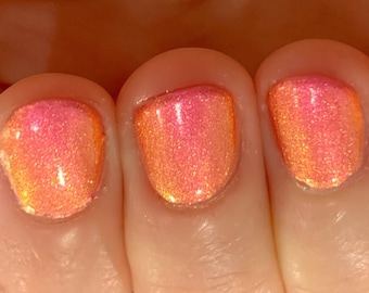 Feeling The Glow - Pink Red Orange Yellow shimmer"Glow Pop Nail Polish Collection" Multi-Color Shifting: Oil Slick /Polish Me Silly