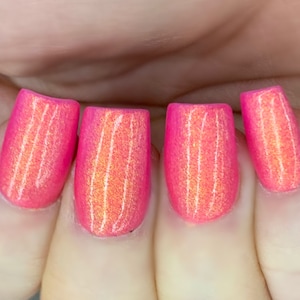 Lollipop Glow - Neon Pink Orange Yellow "Glow Pop Nail Polish Collection" Multi-Color Shifting: Mylar Oil Slick / Polish Me Silly Indie Nail