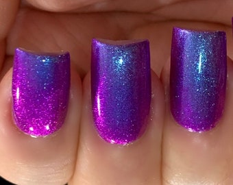 Enchanting Glow - Blue Fuchsia Purple Magenta Shimmer/Shine "Glow Pop Nail Polish" Multi-Color Shifting: Oil Slick /Polish Me Silly