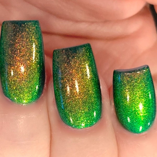 Emerald City Glow- Bright Green Rust Gold Bronze "Glow Pop PT 2 Polish Collection" MultiColor Shift: Mylar Oil Slick / Polish Me Silly