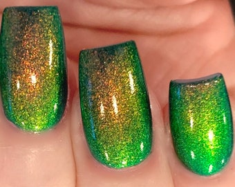 Emerald City Glow- Bright Green Rust Gold Bronze "Glow Pop PT 2 Polish Collection" MultiColor Shift: Mylar Oil Slick / Polish Me Silly