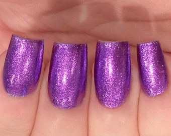 Electric Vibes- Bright Purple Metallic Foil Nail Polish:  Custom-Blended Glitter Nail Polish / Indie Lacquer / Polish Me Silly