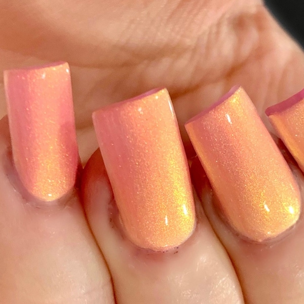 Tropical Glow - Peach Orange Pink Yellow "Glow Pop Nail Polish Collection" Multi-Color Shifting: Mylar Oil Slick / Polish Me Silly