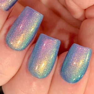 Magic Glow- Neon Blue Green Red Pink Yellow "Glow Pop Nail Polish Collection" Multi-Color Shifting: Mylar Oil Slick / Polish Me Silly