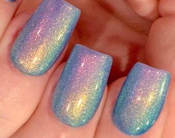 Magic Glow- Neon Blue Green Red Pink Yellow "Glow Pop Nail Polish Collection" Multi-Color Shifting: Mylar Oil Slick / Polish Me Silly