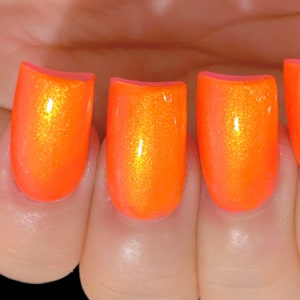 Heatwave Glow - Neon Orange Yellow Gold &quot;NEON Glow Pop Collection&quot; MultiColor Shifting: Mylar Oil Slick / Polish Me Silly Nail Polish