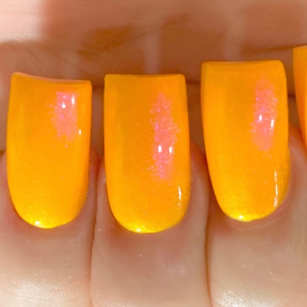 Sizzling Sherbert Glow - Neon Orange Yellow Pink "NEON Glow Pop Collection" MultiColor Shifting: Mylar / Polish Me Silly Nail Polish