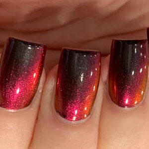 Poker Face - Black and Red Mega Multichrome Oil Slick Colorful Pop Nail Polish Rainbow Indie Galaxy Polish Lacquer Marble Stamping