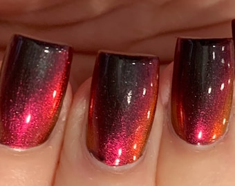 Poker Face - Black and Red Mega Multichrome Oil Slick Colorful Pop Nail Polish Rainbow Indie Galaxy Polish Lacquer Marble Stamping