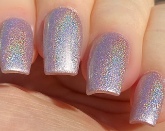 Baby's Breath- Holographic: Baby Pink Pearl Holographic Rainbow Custom-Blended Glitter Nail Polish / Indie Lacquer / Polish Me Silly