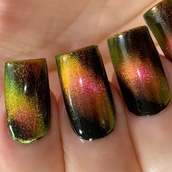 NEW- Magnetic Charm - Magnetic Multi-chrome Red Orange Gold Yellow Green Nail Polish Multi Color Shifting: Oil Slick / Polish Me Silly