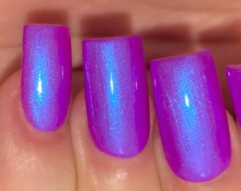 Glow 2 The Top- Neon Purple Blue "NEON Glow Pop Collection" MultiColor Shifting: Mylar Oil Slick / Polish Me Silly Nail Polish