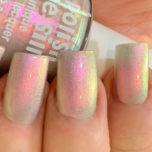 Icy Glow Silver Gray Pink Yellow Green Glow Pop Nail Polish Collection Multi-Color Shifting: Mylar Oil Slick / Polish Me Silly image 4