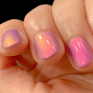 Happy Glow Lucky  - Purple Pink Orange Yellow Shimmer "Glow Pop Nail Polish Collection" Multi-Color Shifting: Oil Slick /Polish Me Silly