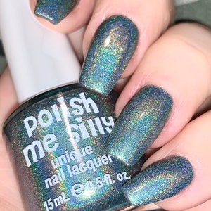 Camo Queen - Holographic: Army Green Holographic Rainbow Custom-Blended Glitter Nail Polish / Indie Lacquer / Polish Me Silly