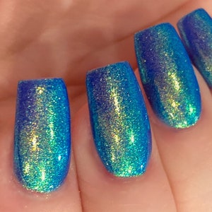 Peacock Glow Blue Green Gold Teal Shimmer Glow Pop PT 2 Polish Collection Multi-Color Shift: Mylar Oil Slick / Polish Me Silly image 1