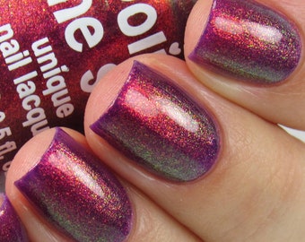 Cosmic Glow-  Pink Burgundy Maroon Green Red Gold  "Glow Pop Polish Collection" Multi-Color Shift: Mylar Oil Slick / Polish Me Silly