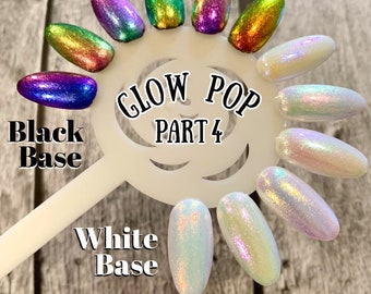 Full 6 Set "Glow Pop Collection PT 4" Clear Top Coats -Oil Slick Color Shifting Multichrome Glow Pop Nail Polish /Indie Polish Me Silly