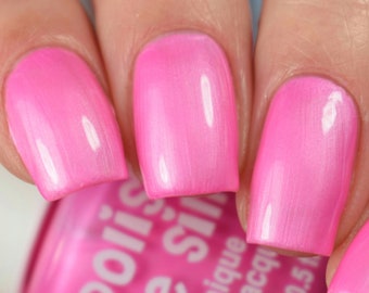 Bubblegum- Bright Lights Solid Barbie CHROME NAILS Pearl Satin Pink Neon Pop Nail Polish Indie Lacquer Varnish Water Marble Stamping Nails