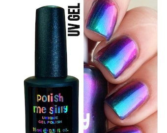 UV Led GEL Nail Polish - Paradise - Oil Slick Mega Multi-chrome Colorful Pop Nail Polish Rainbow Indie Galaxy Polish Lacquer Polish Me Silly