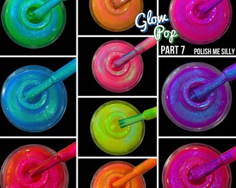 Full 10 Set "NEON Glow Pop Collection PT 7" Oil Slick Mylar Color Shifting Multi-chrome Glow Pop Nail Polish Collection Polish Me Silly