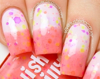 Creamsicle Surprise- -Color Changing Thermal Nail Polish:  Custom-Blended Indie Glitter Nail Polish / Lacquer