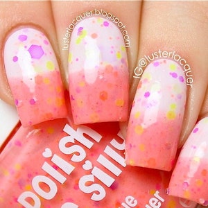 Creamsicle Surprise Color Changing Thermal Nail Polish: Custom-Blended Indie Glitter Nail Polish / Lacquer image 1