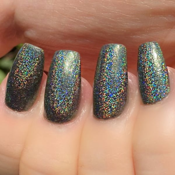 Army Girl - Holographic: Dark Green Holographic Rainbow Custom-Blended Glitter Nail Polish / Indie Lacquer / Polish Me Silly