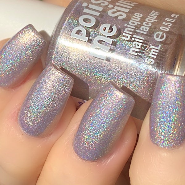 Bare With Me - Holographic: Taupe Nude Beige Holographic Rainbow Custom-Blended Glitter Nail Polish / Indie Lacquer / Polish Me Silly