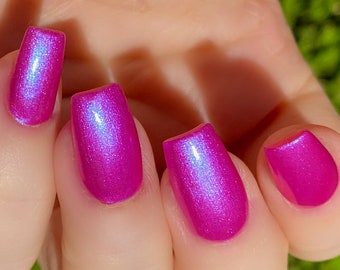 Hottie Tottie-  Hot Pink Blue Shimmer Multi-Color Shifting Polish:  Custom-Blended Glitter Nail Polish / Indie Lacquer / Polish Me Silly