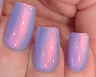 Mylar Glow -Periwinkle Blue Purple Pink Yellow Mint"Glow Pop Nail Polish Collection" Multi-Color Shifting: Mylar Oil Slick / Polish Me Silly