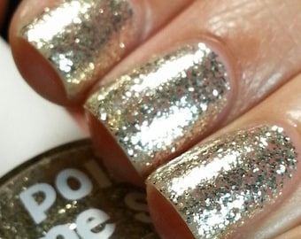 HYPNOTIC -RARE Sterling Silver gold MIRROR flakie polish: Indie Glitter Nail Polish Glitter Lacquer Varnish Water Marble Stamping Nails