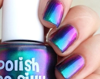 Paradise by Polish Me Silly Oil Slick Mega Multichrome Colorful Pop Nail Polish Rainbow Indie Galaxy Polish Lacquer Water Marble Stamping