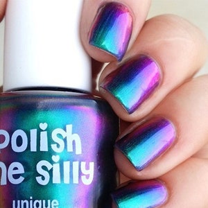 Paradise by Polish Me Silly Oil Slick Mega Multichrome Colorful Pop Nail Polish Rainbow Indie Galaxy Polish Lacquer Water Marble Stamping image 1