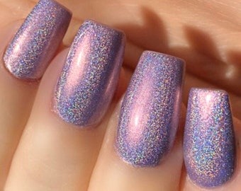 Sexy Mama - Holográfico: Esmalte de uñas con purpurina mezclada a medida de arcoíris holográfico con brillo rosa púrpura / Laca Indie / Polaco Me Silly
