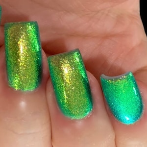Legendary Glow - Green Gold Blue Shimmer/Shine &quot;Glow Pop Nail Polish&quot; Multi-Color Shifting: Oil Slick /Polish Me Silly