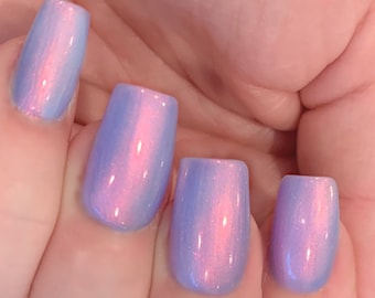 Mylar Glow -Periwinkle Blue Purple Pink Yellow Mint"Glow Pop Nail Polish Collection" Multi-Color Shifting: Mylar Oil Slick / Polish Me Silly