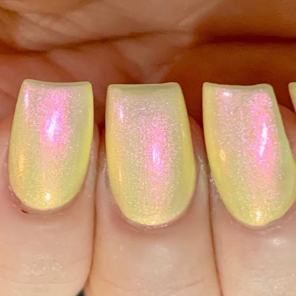 Pink Lemonade Glow - Yellow & Pink "Glow Pop Nail Polish Collection" Multi-Color Shifting: Mylar Oil Slick / Polish Me Silly