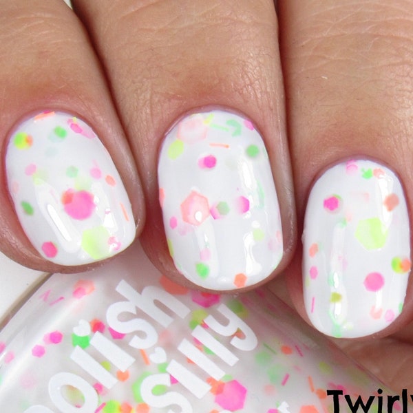 Twirly Girlz: Custom-Blended NEON Glitter Nail Polish / Lacquer- SNOWPRINCESSCOL