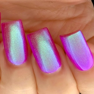 NEW- Orchid Glow - Fuchsia Blue Green Purple "Glow Pop Pt 9" MultiColor Shifting: Mylar Oil Slick/ Polish Me Silly Indie Nail Polish