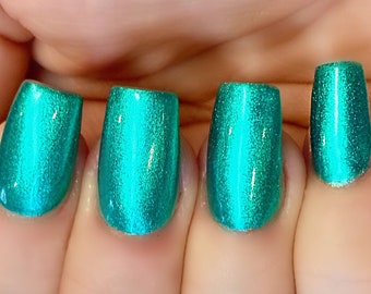 Electric Carnival- Green Metallic Foil Nail Polish:  Custom-Blended Glitter Nail Polish / Indie Lacquer / Polish Me Silly