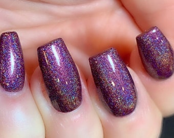 Vampy Not Trampy- Holographic: Plum Cranberry Brown Holographic Rainbow Custom-Blended Glitter Nail Polish / Indie Lacquer / Polish Me Silly