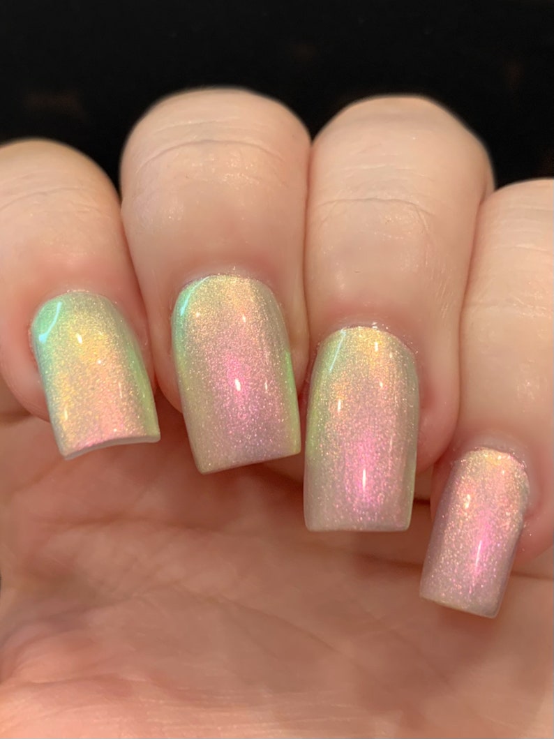 Icy Glow Silver Gray Pink Yellow Green Glow Pop Nail Polish Collection Multi-Color Shifting: Mylar Oil Slick / Polish Me Silly image 6