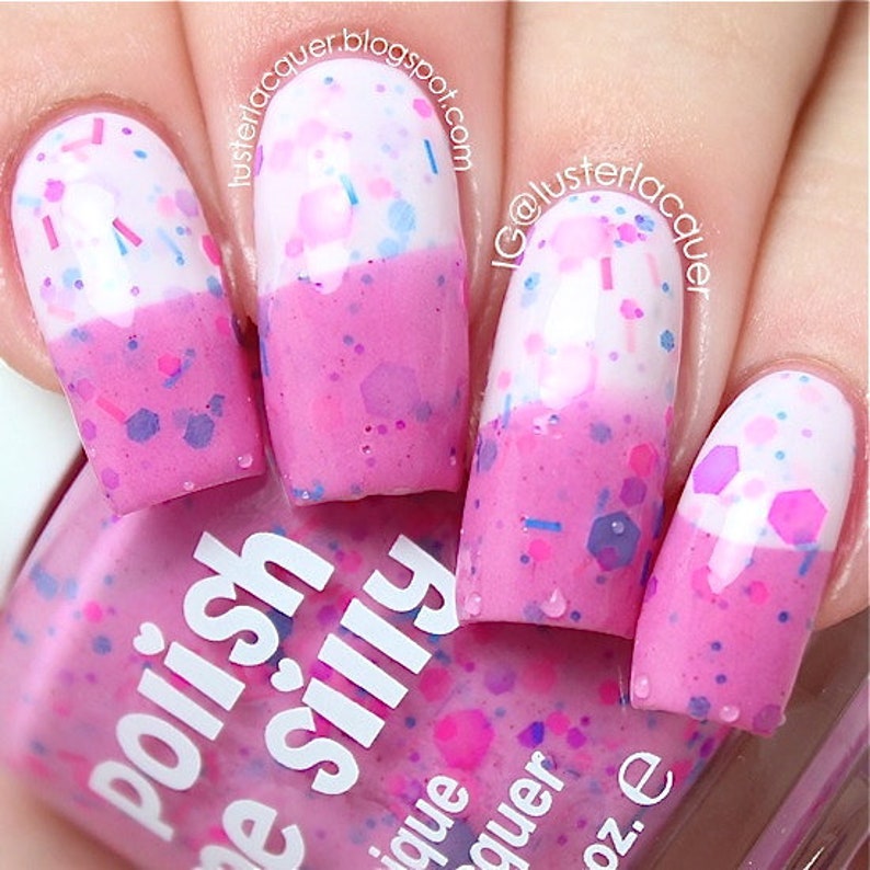 Dreaming in Pink Color Changing Thermal Nail Polish: Indie Glitter Nail Polish Glitter Lacquer Varnish Water Marble Stamping Nails image 2