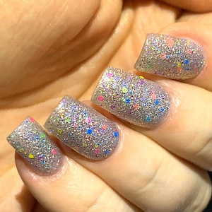 Carnival Bright Lights Silver Holographic Rainbow Glitter Neon Glitter Polish / Lacquer image 7