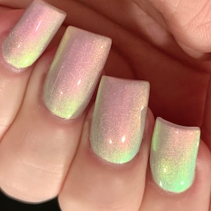 Icy Glow Silver Gray Pink Yellow Green Glow Pop Nail Polish Collection Multi-Color Shifting: Mylar Oil Slick / Polish Me Silly image 7