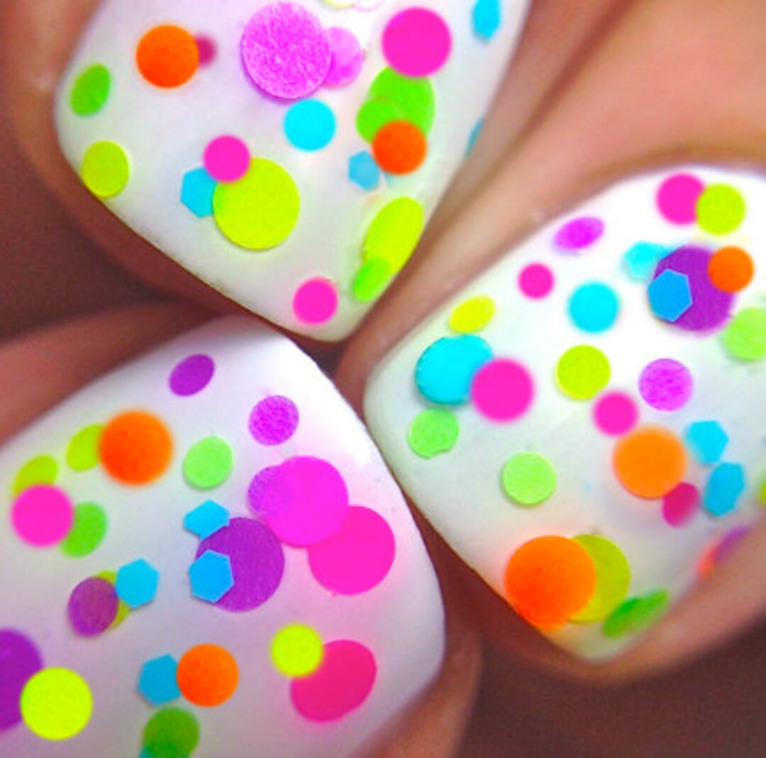 FLIRTY Polka Dot Neon Rainbow Confetti Pop Nail Polish Indie - Etsy