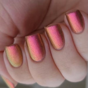 Gotta Glow - Pink Red Orange Yellow Green "Glow Pop Nail Polish" Multi-Chrome Pastel Shifting Mylar Oil Slick / Polish Me Silly